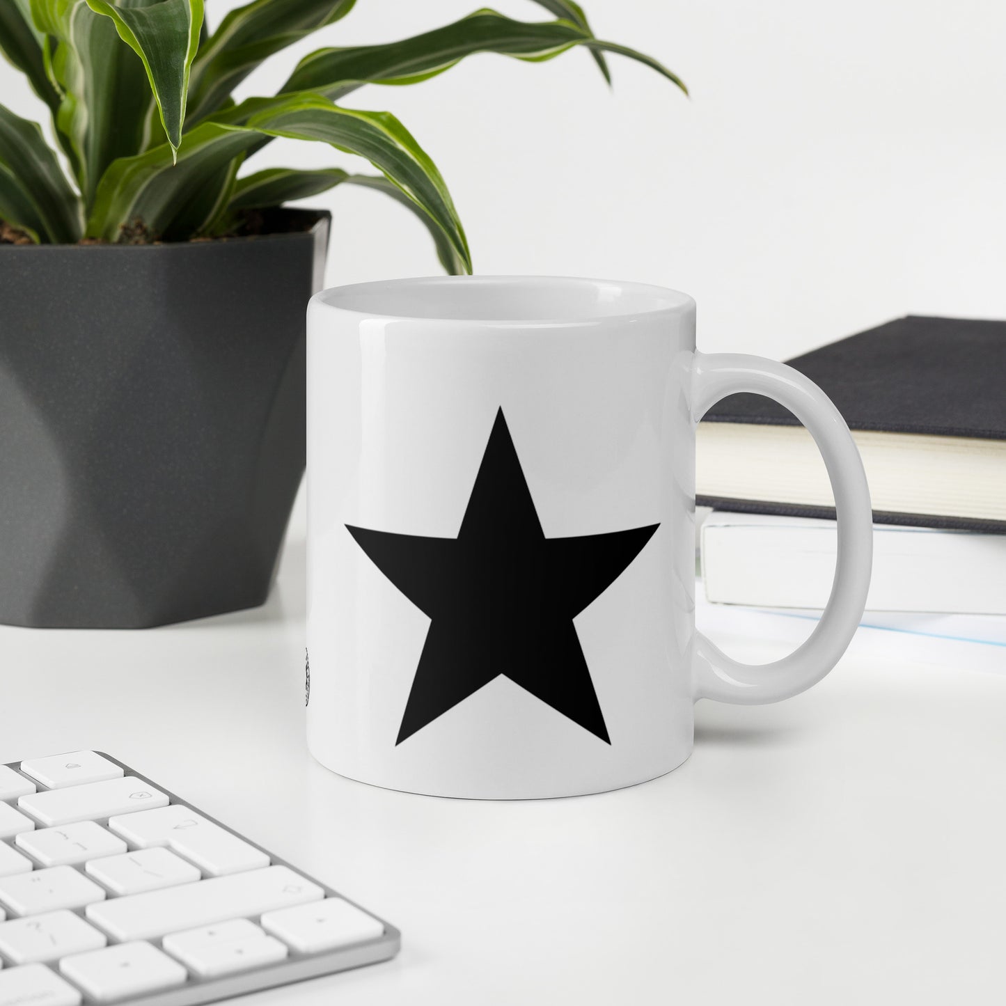 Black Star White Glossy Mug