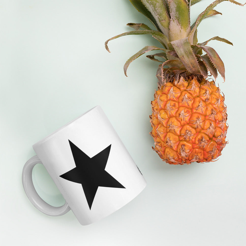 Black Star White Glossy Mug