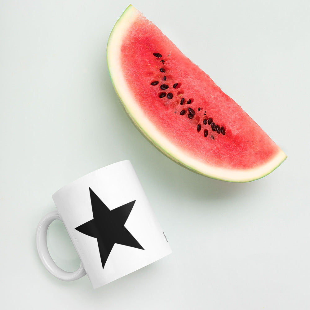 Black Star White Glossy Mug