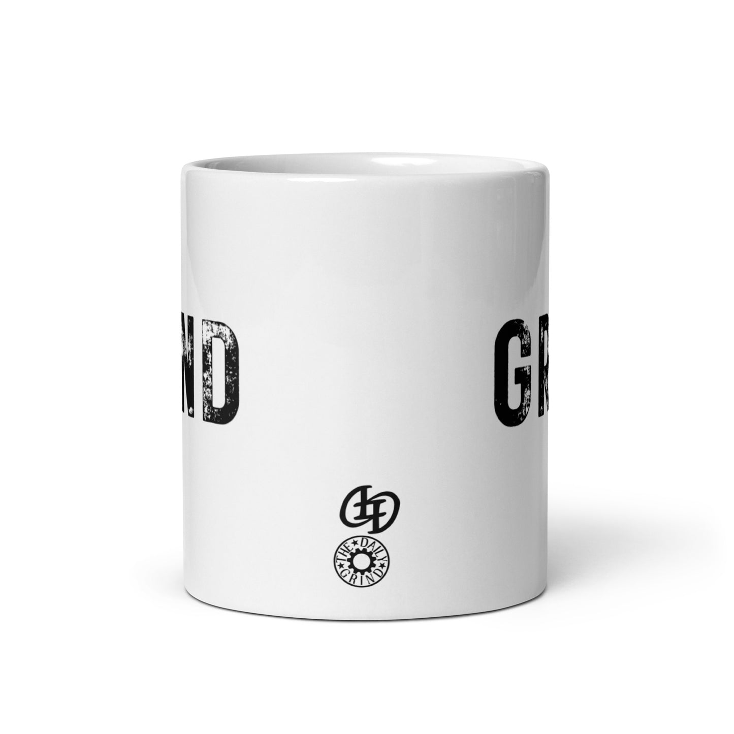 Stamped Grind White Glossy Mug