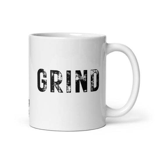 Stamped Grind White Glossy Mug