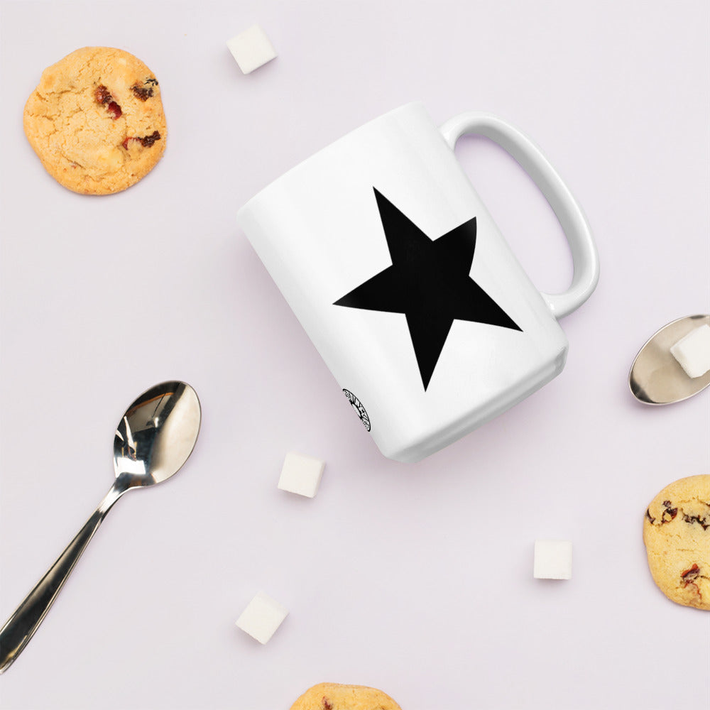 Black Star White Glossy Mug