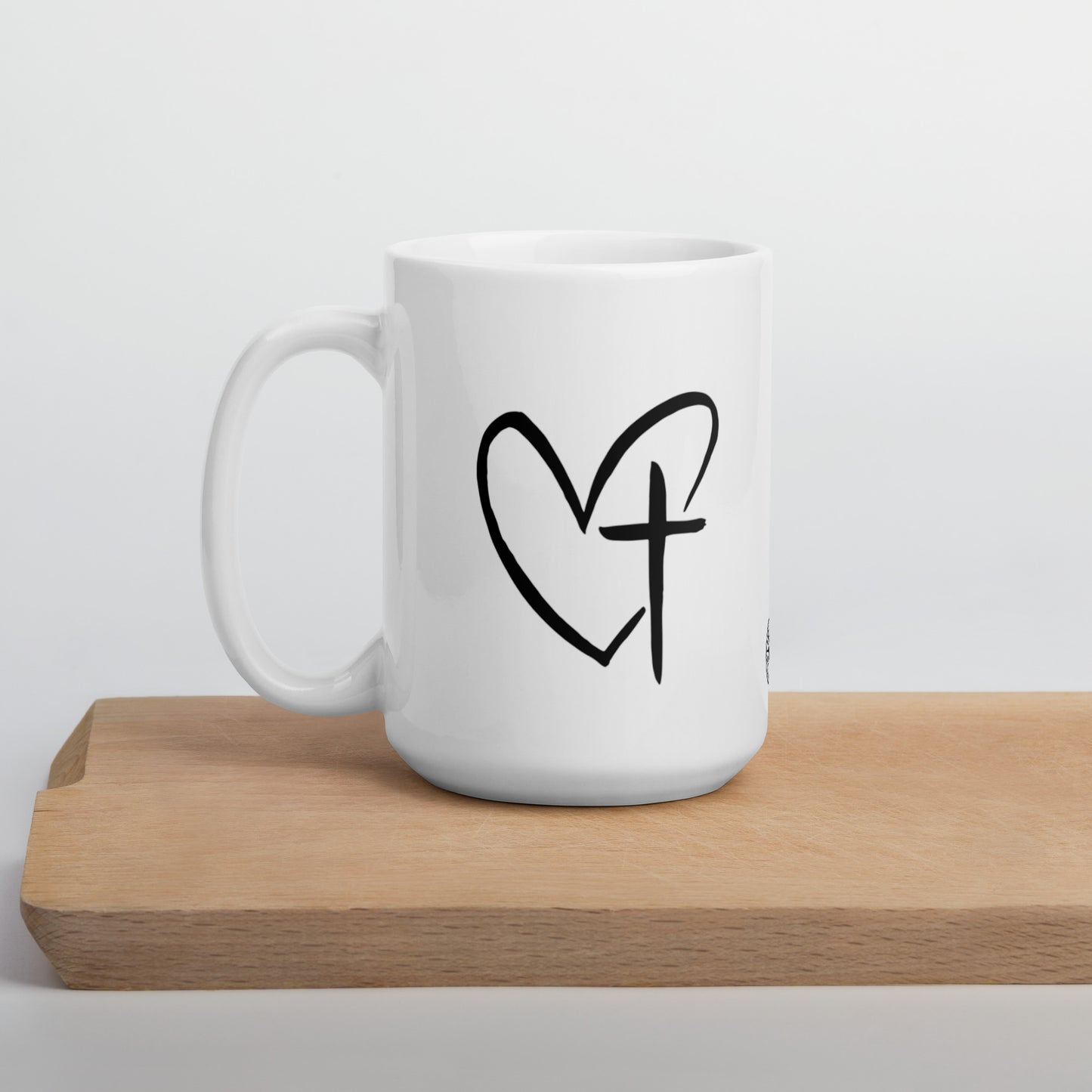 Heart w/ Cross White Glossy Mug