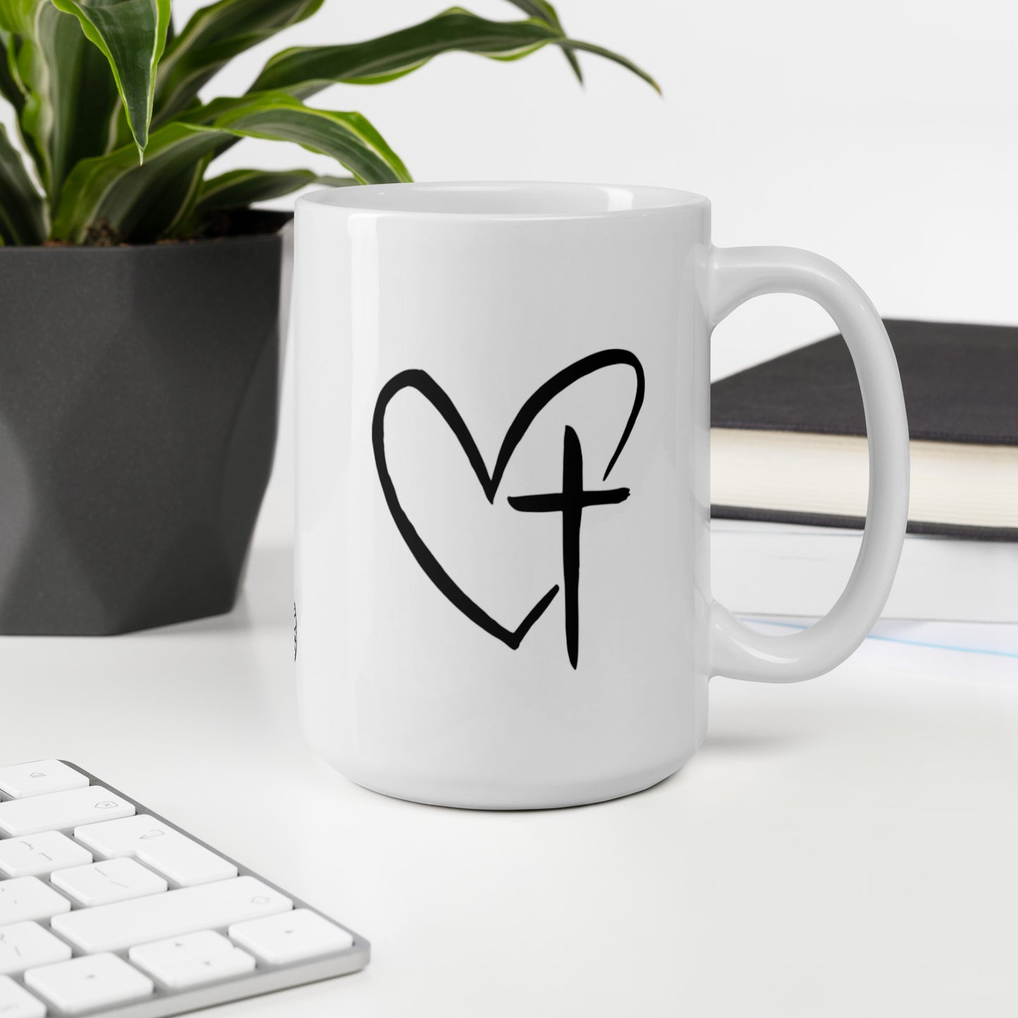 Heart w/ Cross White Glossy Mug