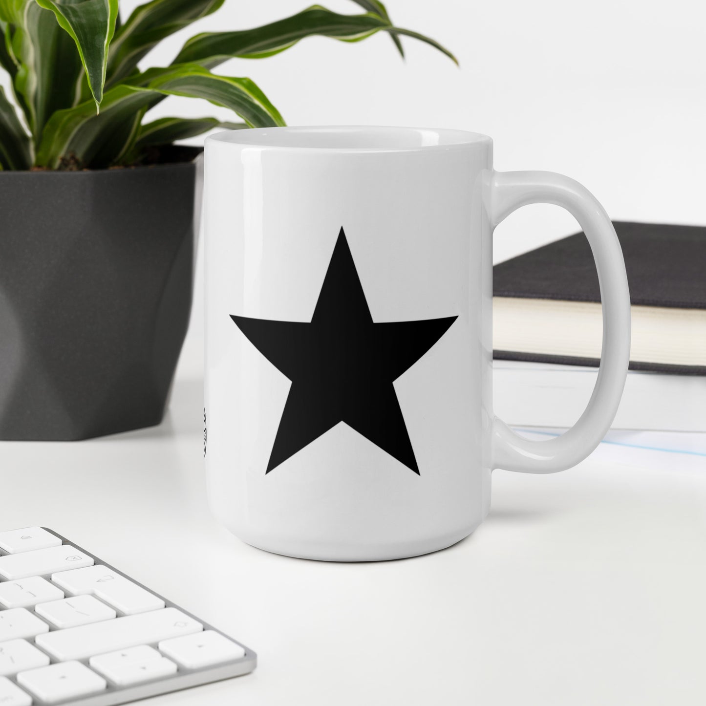 Black Star White Glossy Mug