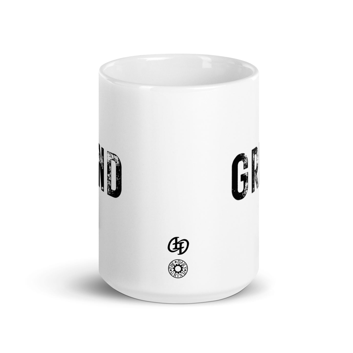 Stamped Grind White Glossy Mug