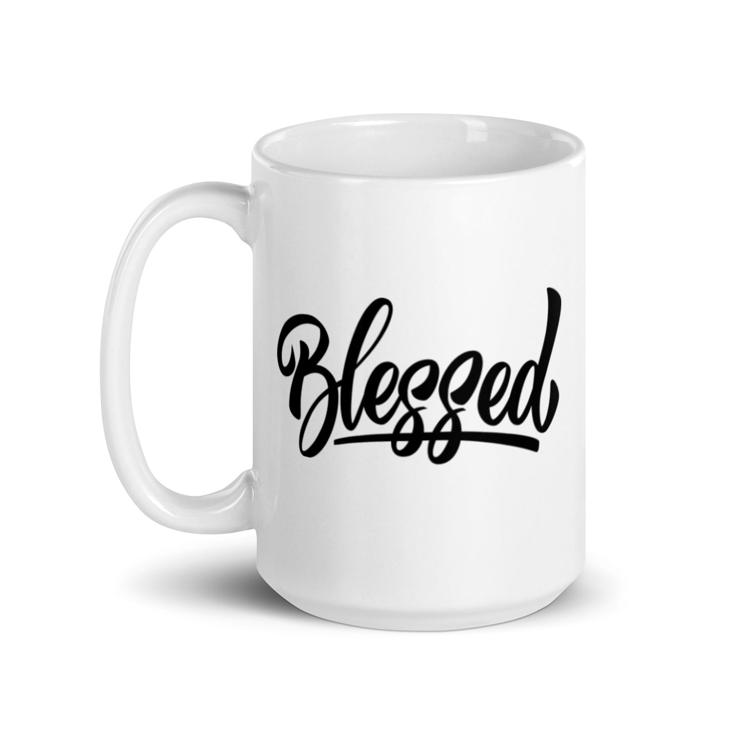 Blessed White Glossy Mug