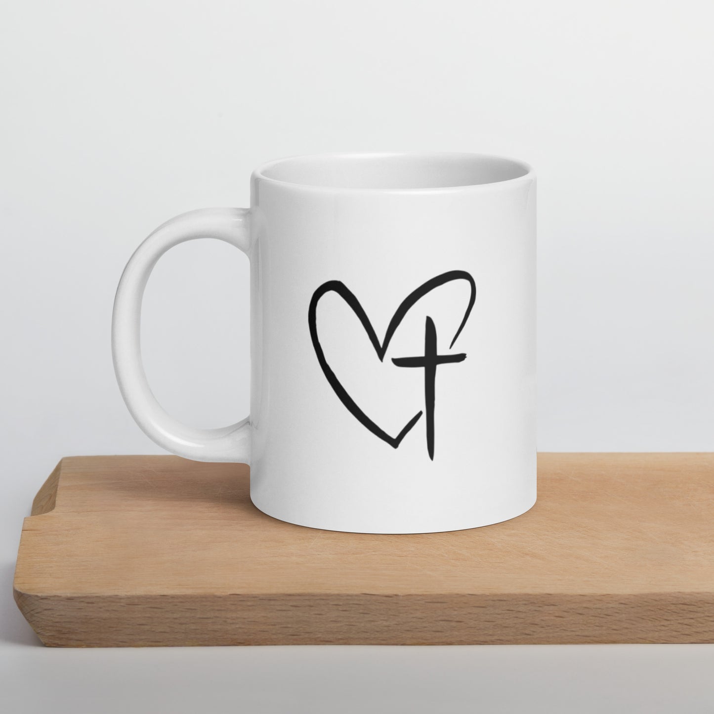 Heart w/ Cross White Glossy Mug