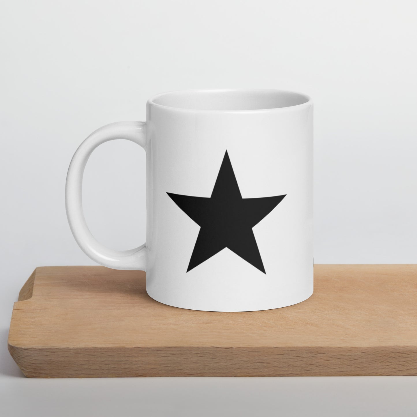 Black Star White Glossy Mug