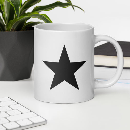 Black Star White Glossy Mug