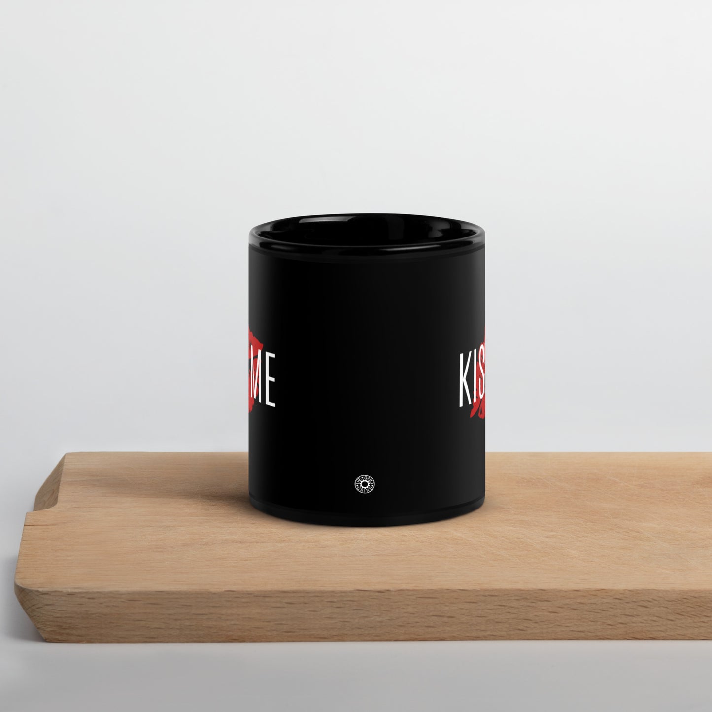 Kiss Me Black Glossy Mug