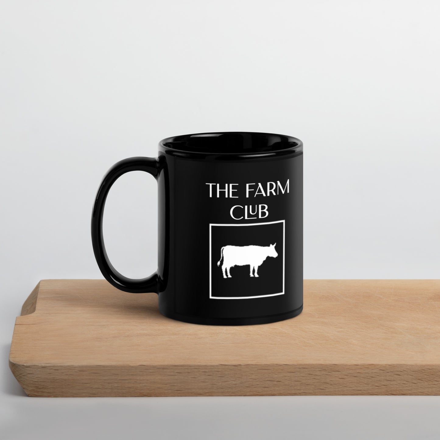 The Farm Club Cow Black Glossy Mug