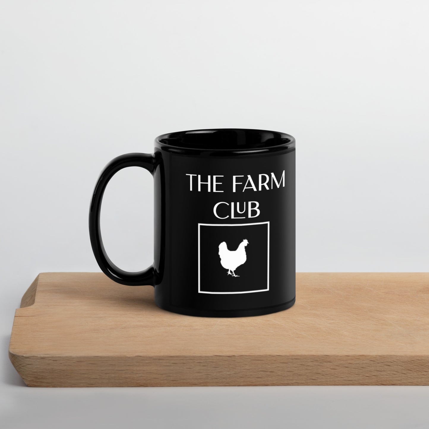 The Farm Club Chicken Black Glossy Mug