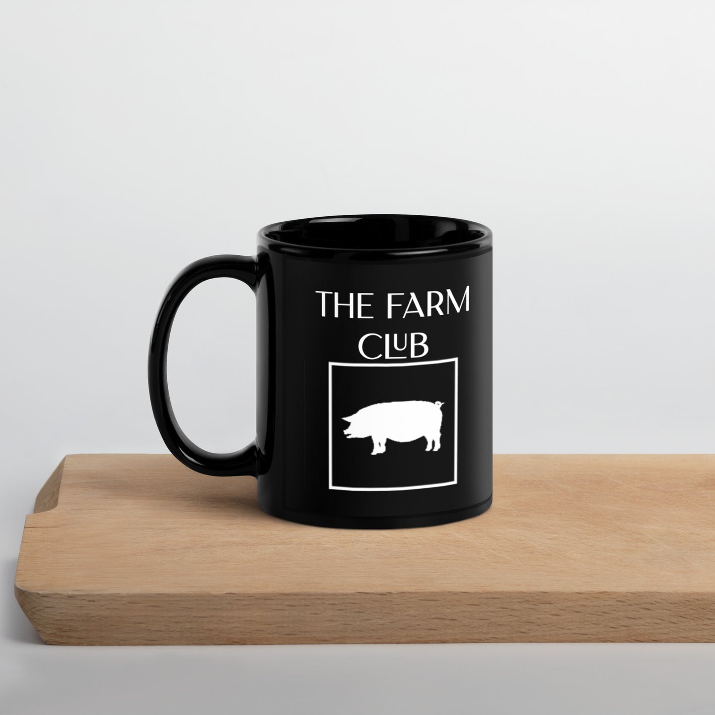 The Farm Club Pig Black Glossy Mug