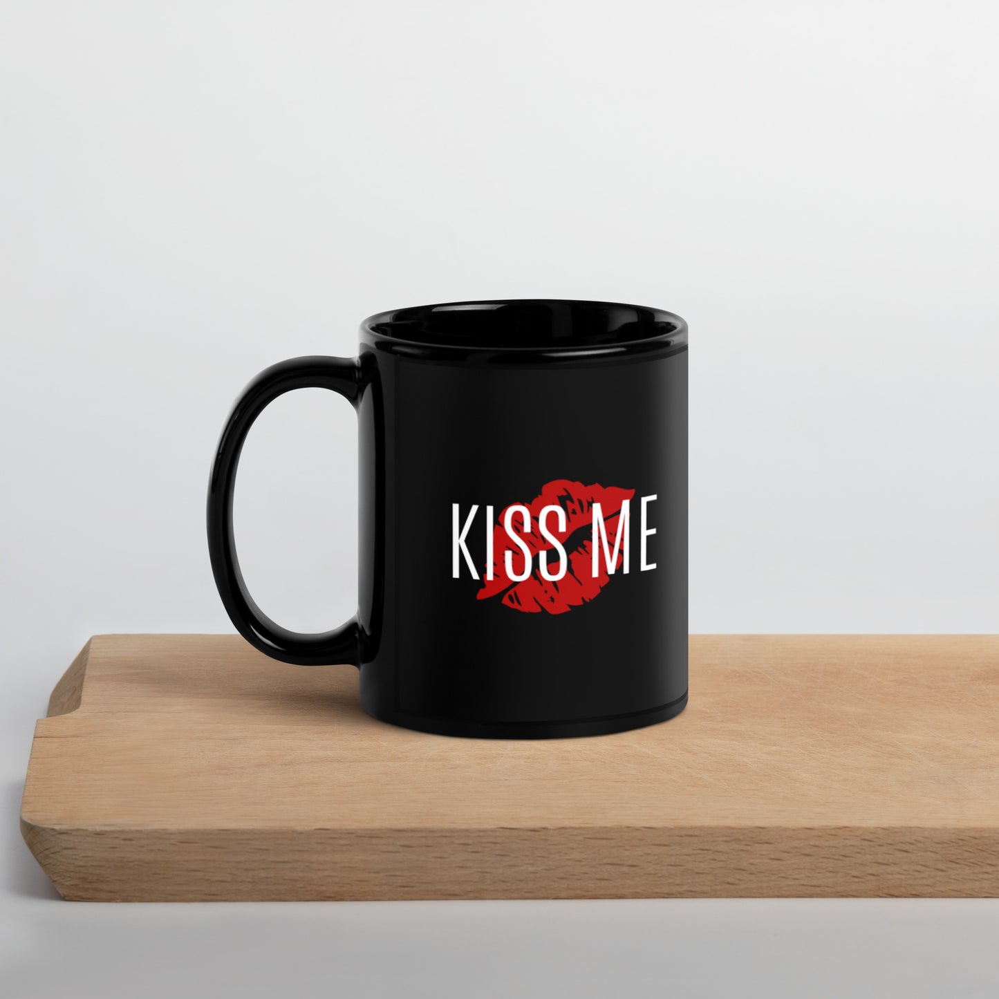 Kiss Me Black Glossy Mug