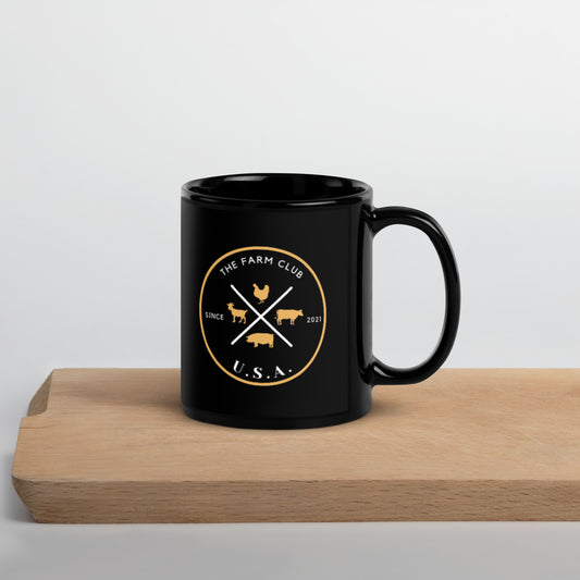 The Farm Club Black Glossy Mug