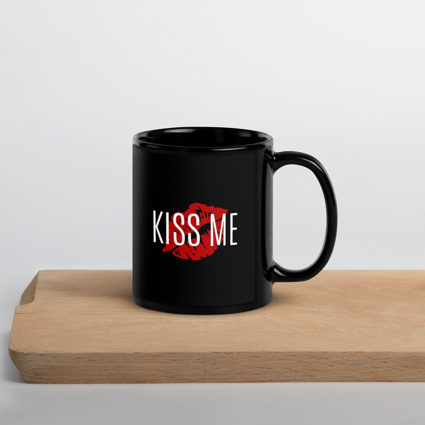 Kiss Me Black Glossy Mug