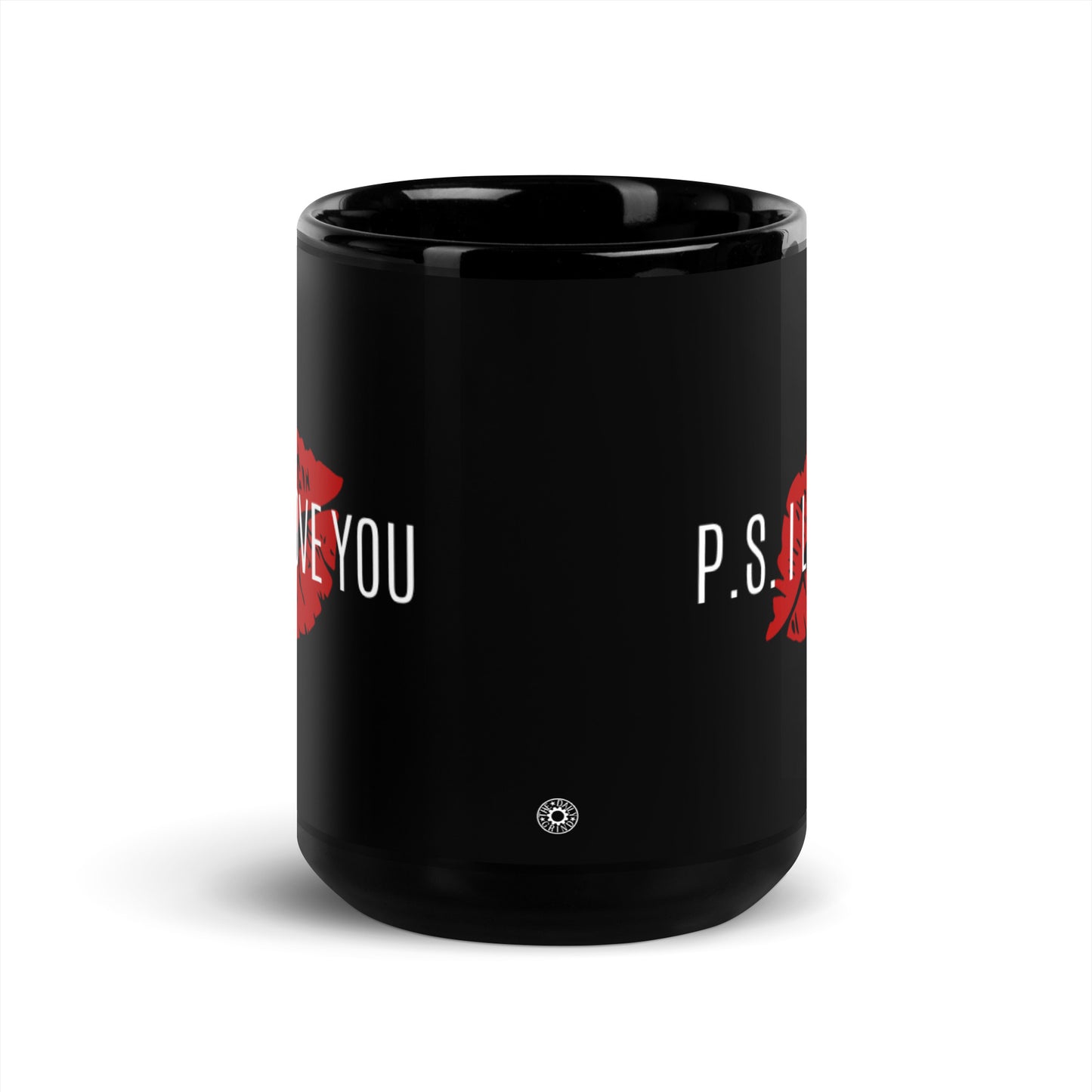 P.S. I Love You Black Glossy Mug