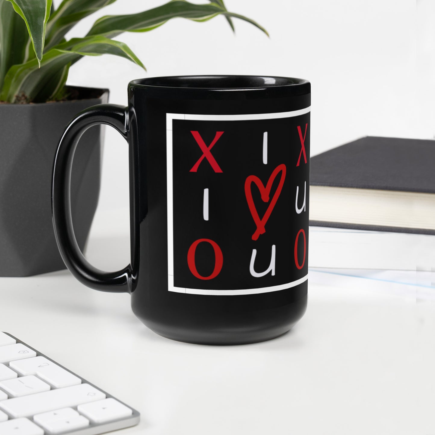 XOXO I Love You Black Glossy Mug