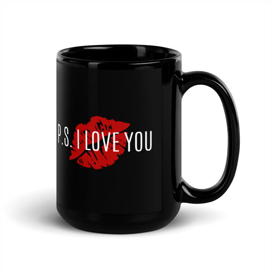 P.S. I Love You Black Glossy Mug