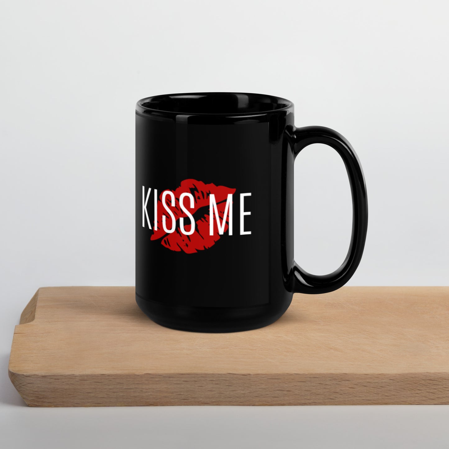 Kiss Me Black Glossy Mug