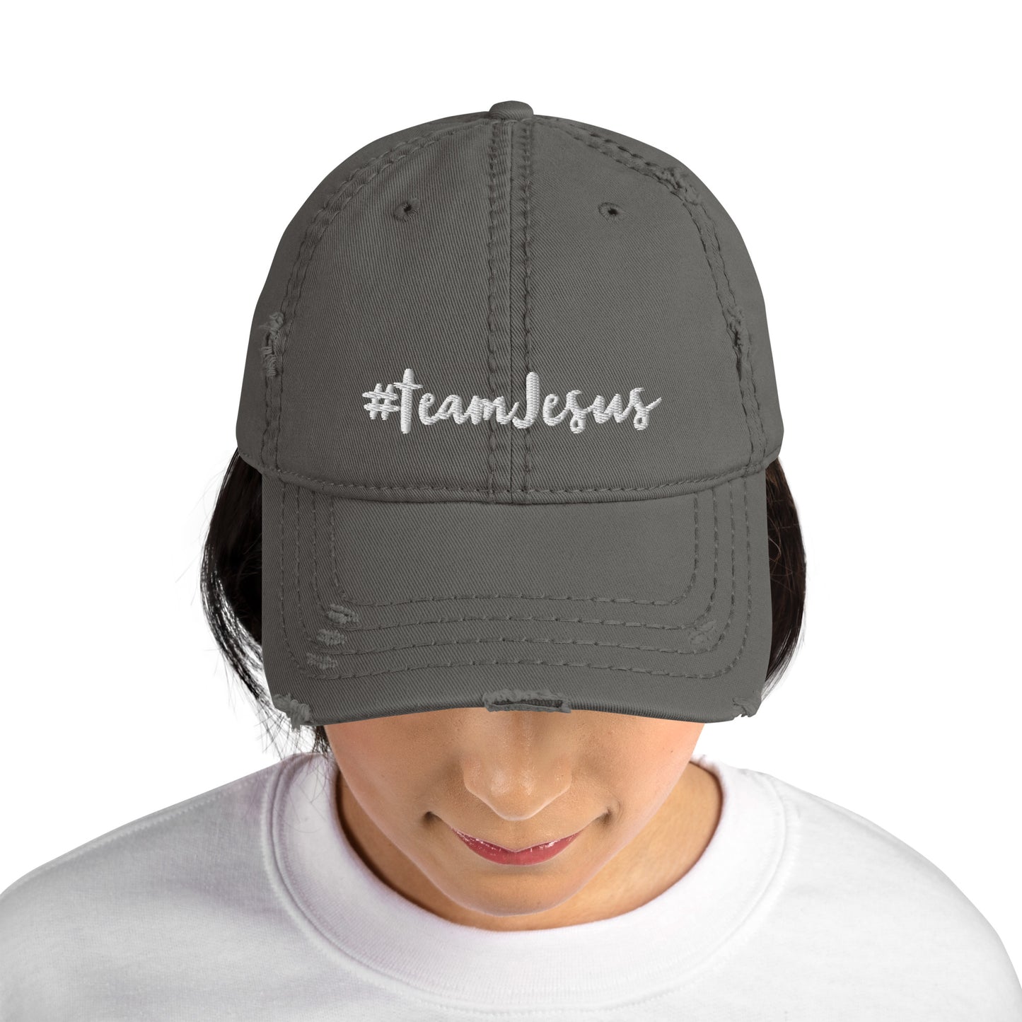 #teamJesus Distressed Dad Hat