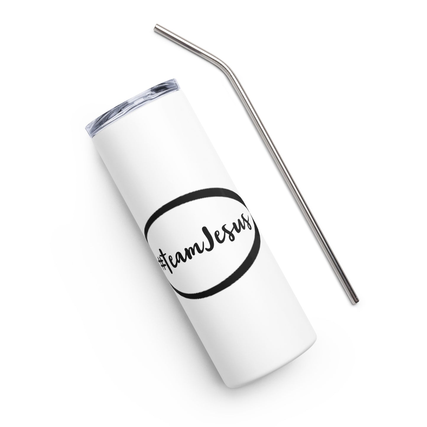 White #teamJesus Fish Stainless Steel Tumbler