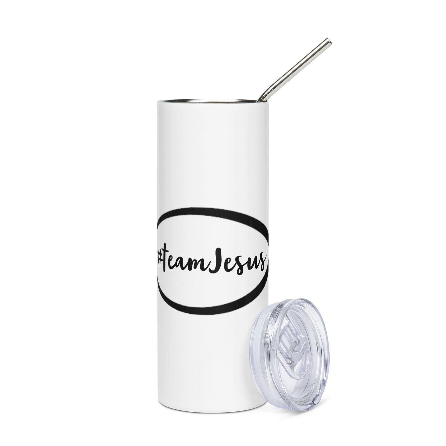 White #teamJesus Fish Stainless Steel Tumbler