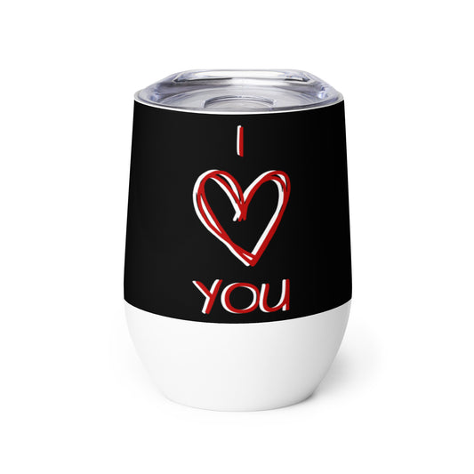 I Love You Scribble Wine Tumbler